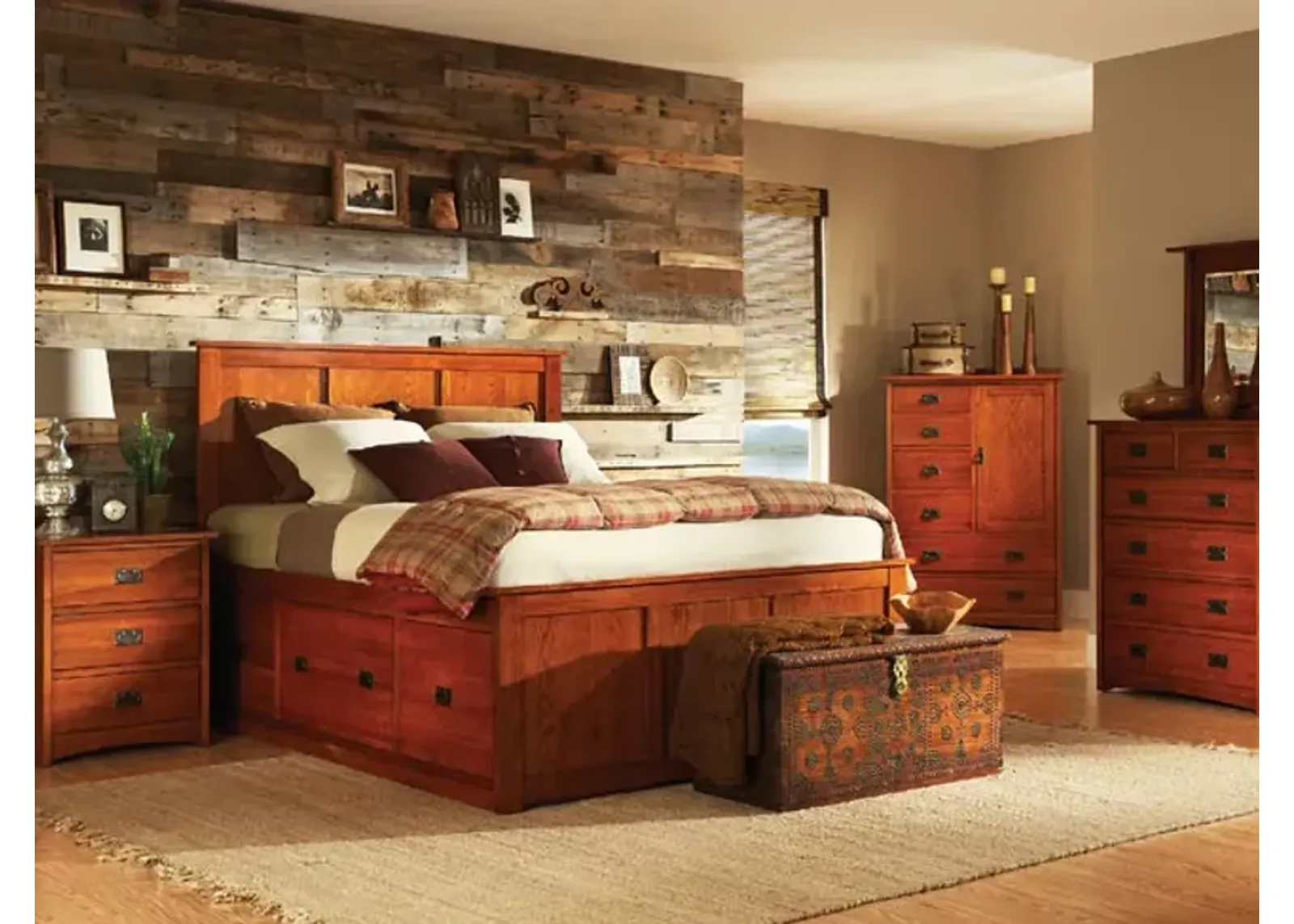 American Mission II Queen Storage Bed Bedroom Suite