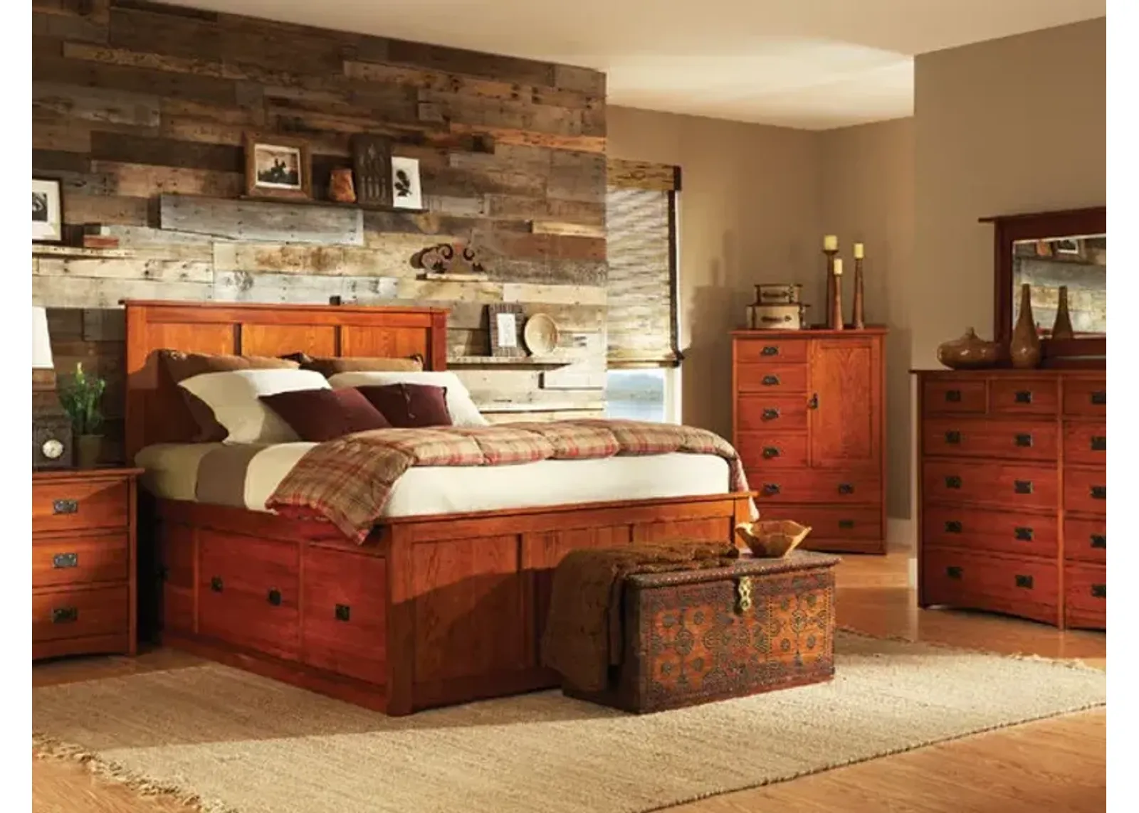 American Mission II King Storage Bed Bedroom Suite