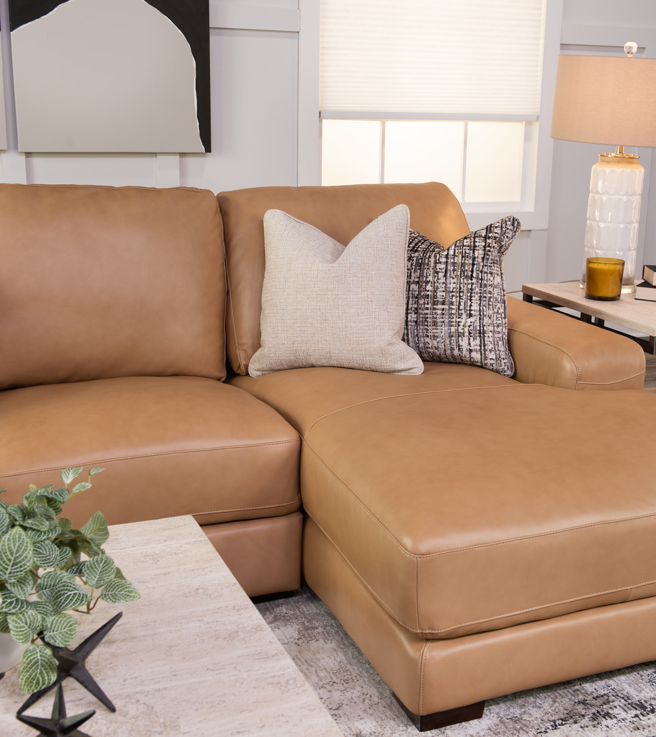 Cutler 2 Piece Leather Modular Sectional - Right Chaise