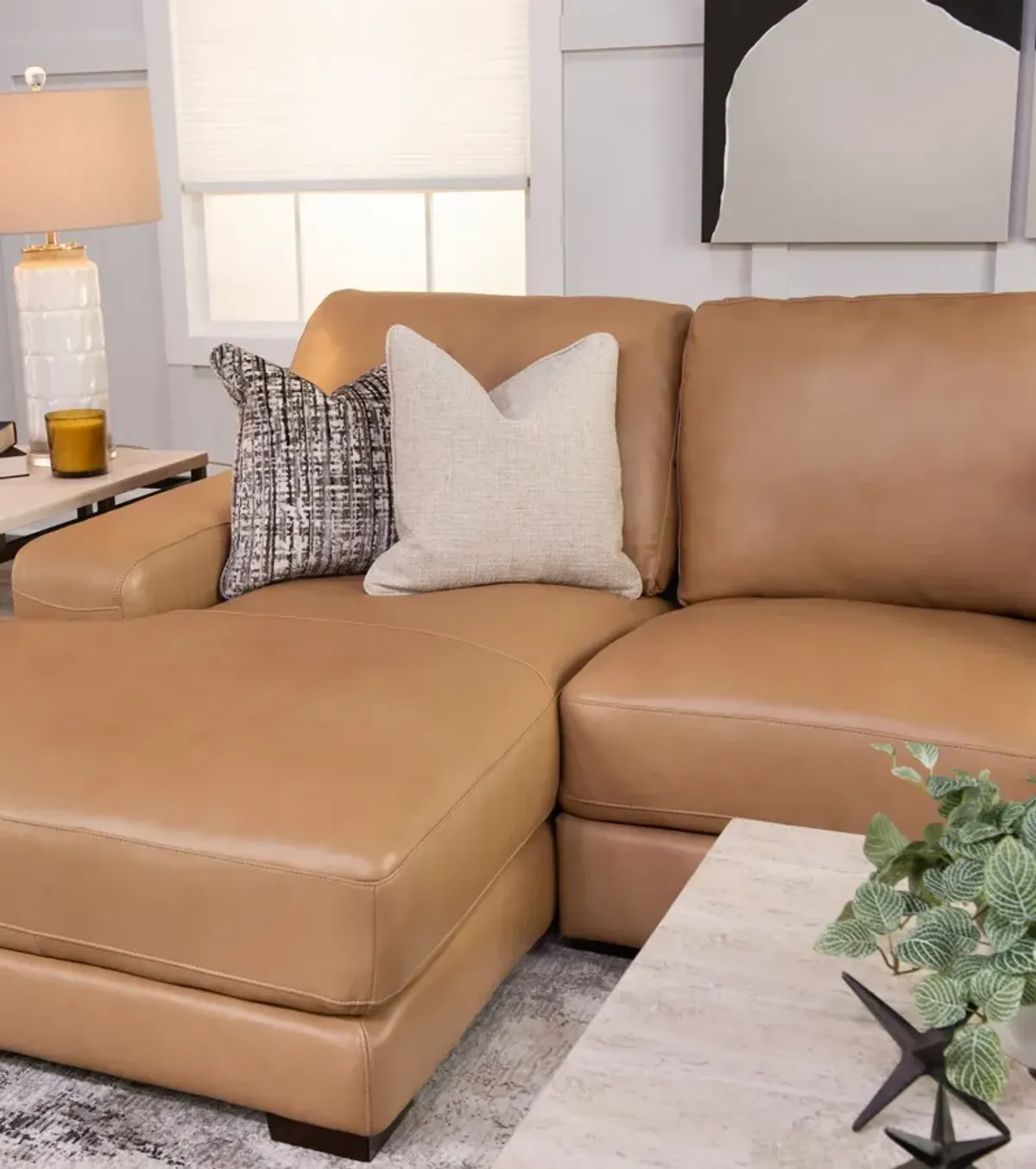 Cutler 2 Piece Leather Modular Sectional - Left Chaise
