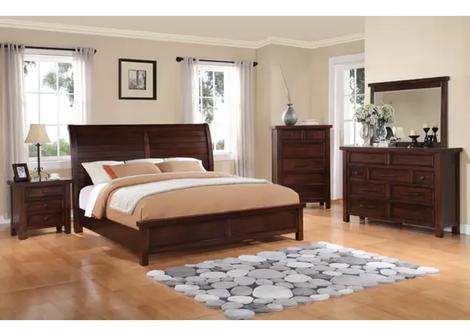 Delray Queen Sleigh Bedroom Suite - Dark