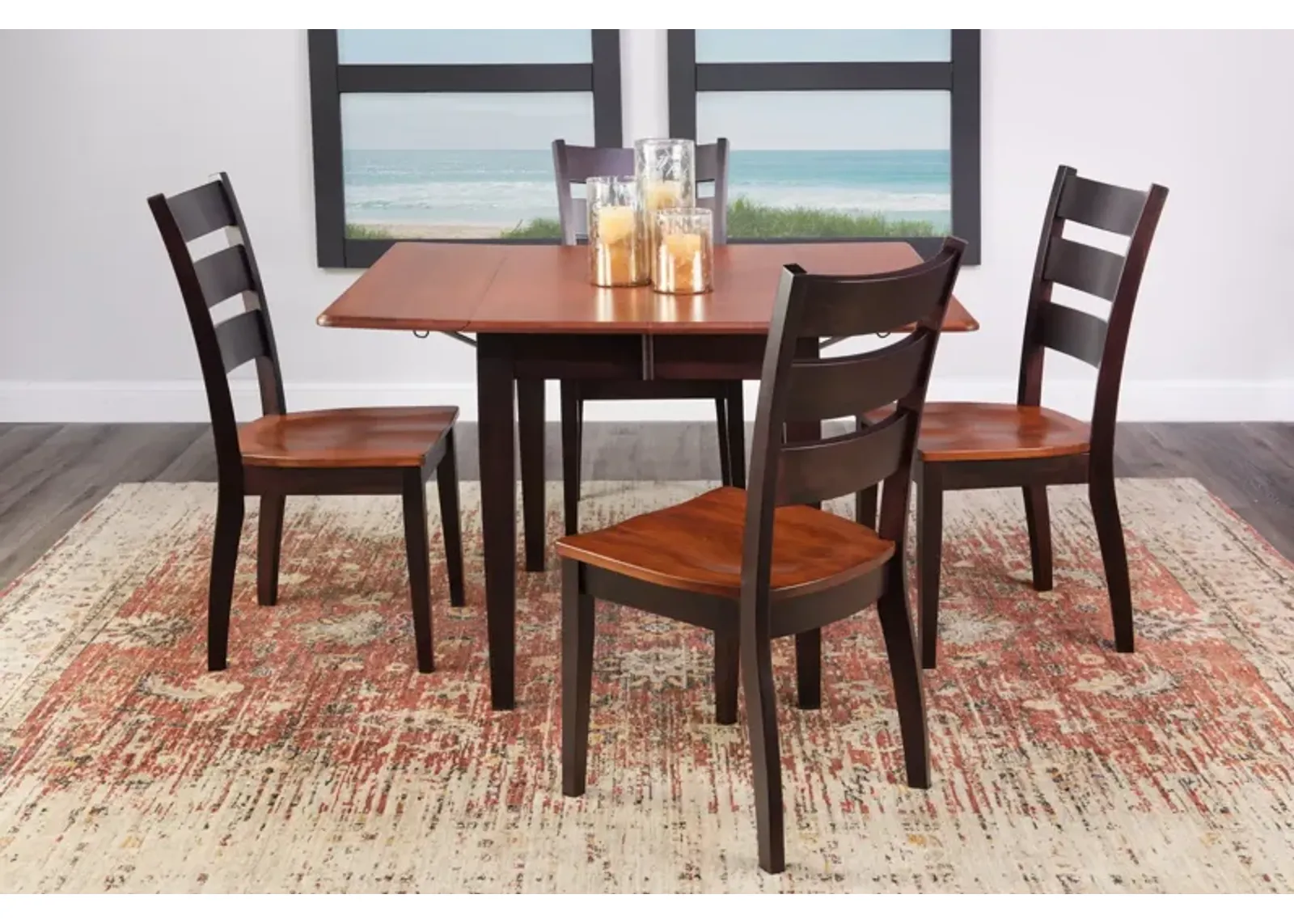 Saber Solid Maple Table With 2 leaves and 4 Lillian dining chairs