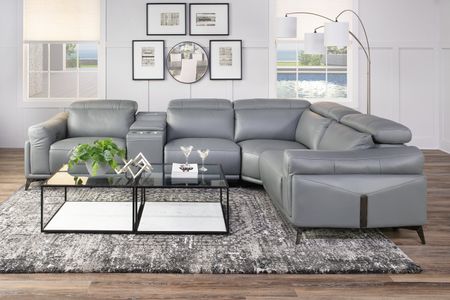 Adele 5 Piece Leather Power Reclining Modular Sectional
