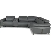 Adele 5 Piece Leather Power Reclining Modular Sectional