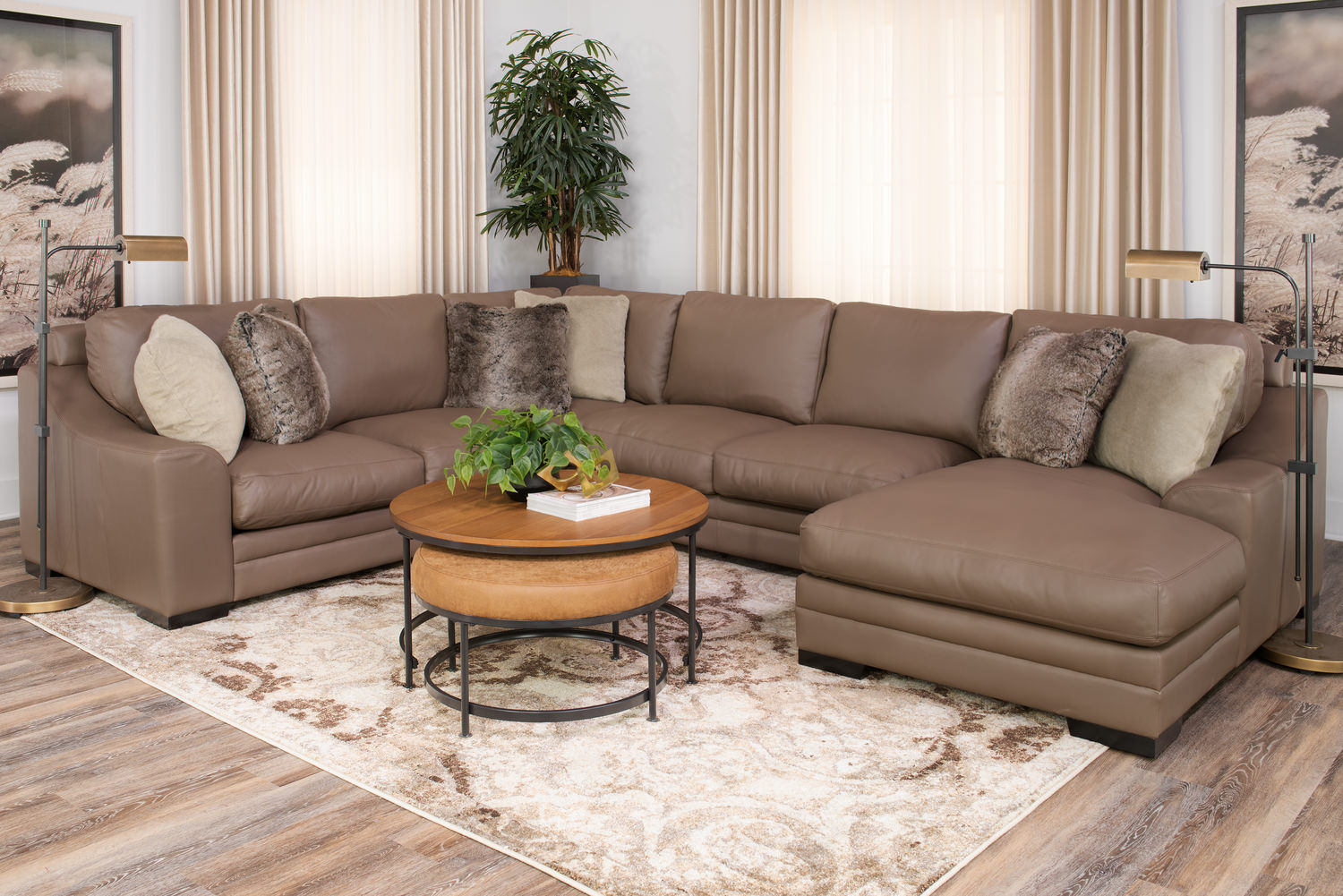 Bernard Leather 3 Piece Modular Sectional