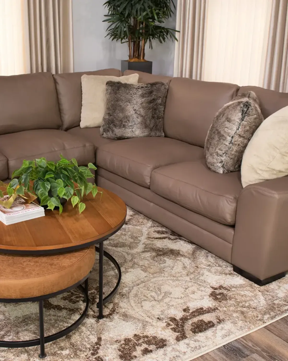 Bernard Leather 3 Piece Modular Sectional