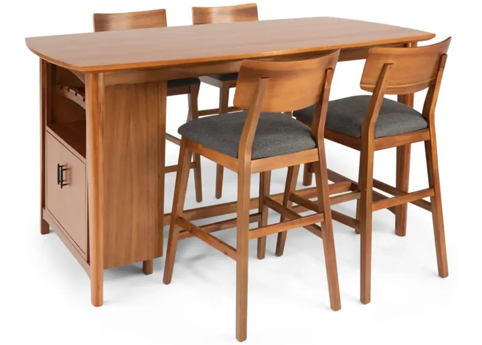 Tyler Modern Wine Island and 4 woodback counterstools