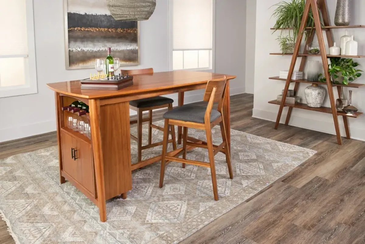 Tyler Modern Wine Island With 2 Woodback Counter Stools