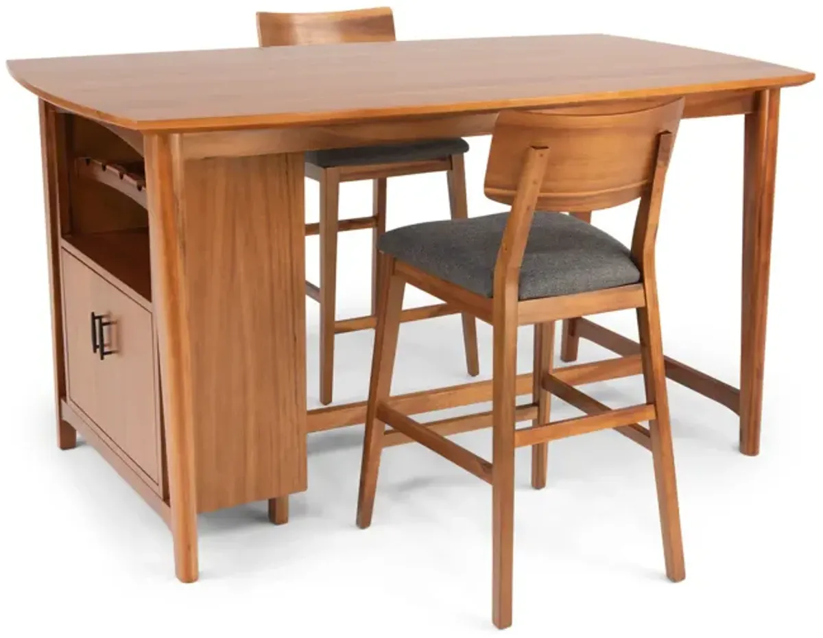 Tyler Modern Wine Island With 2 Woodback Counter Stools