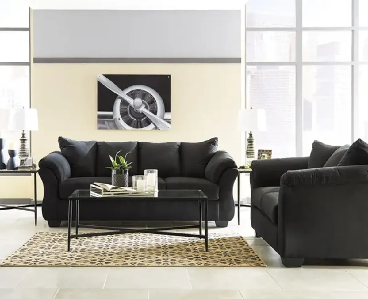 Almath Sofa   Loveseat Set - Black