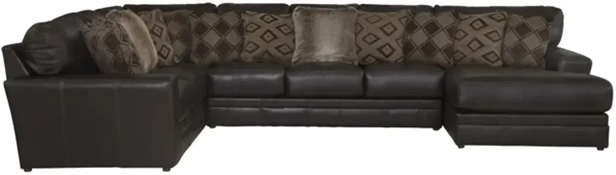 Regula 3 Piece Leather Sectional - Chocolate Right Chaise