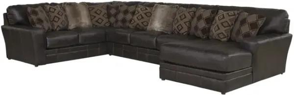 Regula 3 Piece Leather Sectional - Chocolate Right Chaise