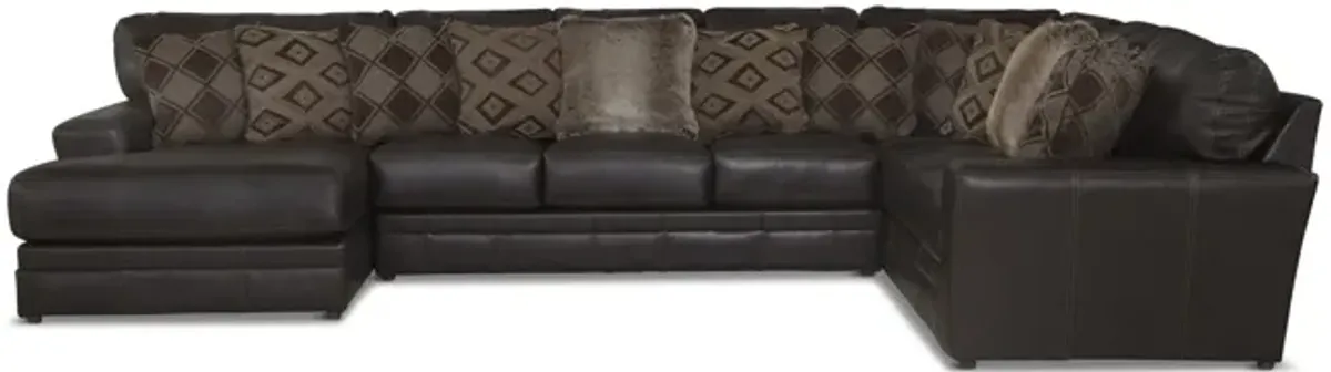 Regula 3 Piece Leather Sectional - Chocolate Left Chaise