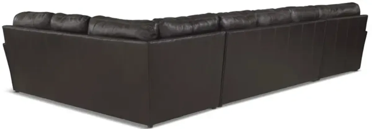 Regula 3 Piece Leather Sectional - Chocolate Left Chaise