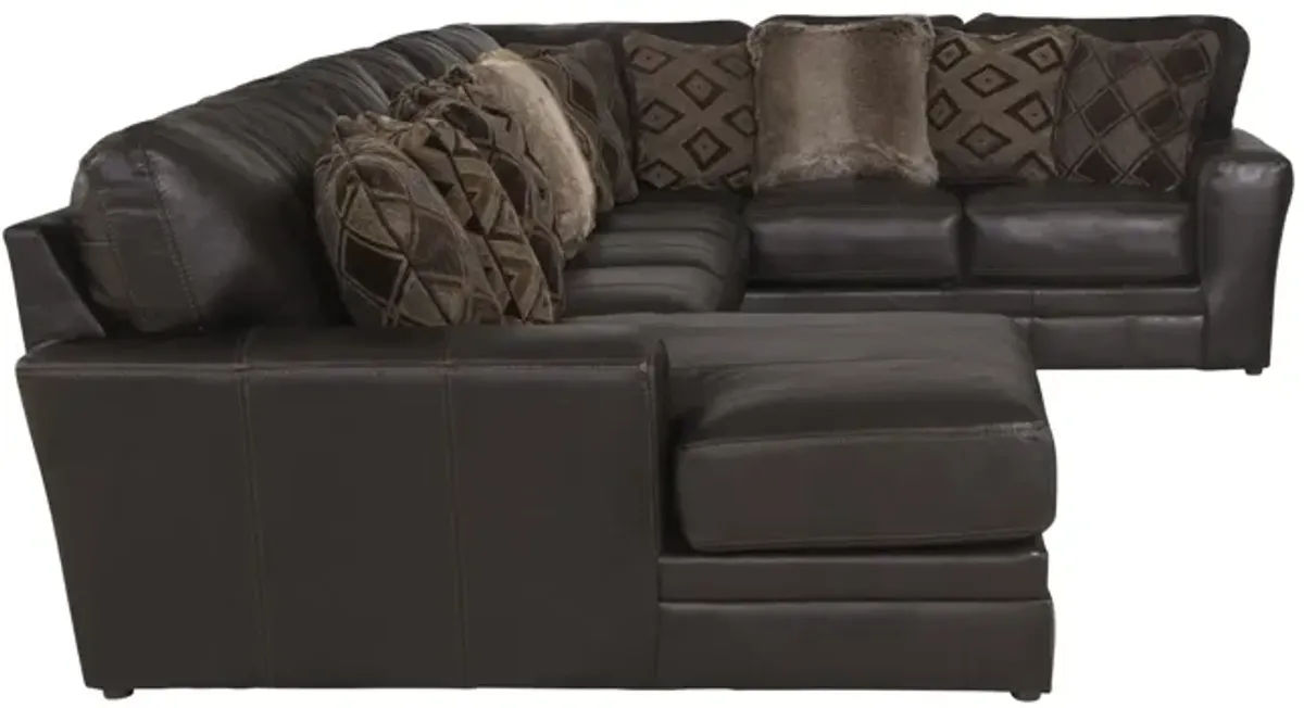 Regula 3 Piece Leather Sectional - Chocolate Left Chaise