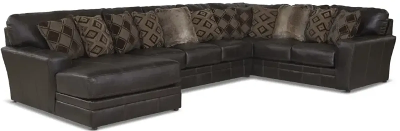 Regula 3 Piece Leather Sectional - Chocolate Left Chaise