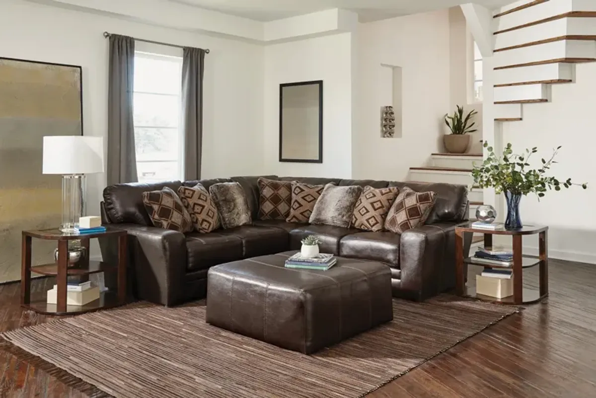 Regula 2 Piece Leather Sectional - Chocolate Right Loveseat