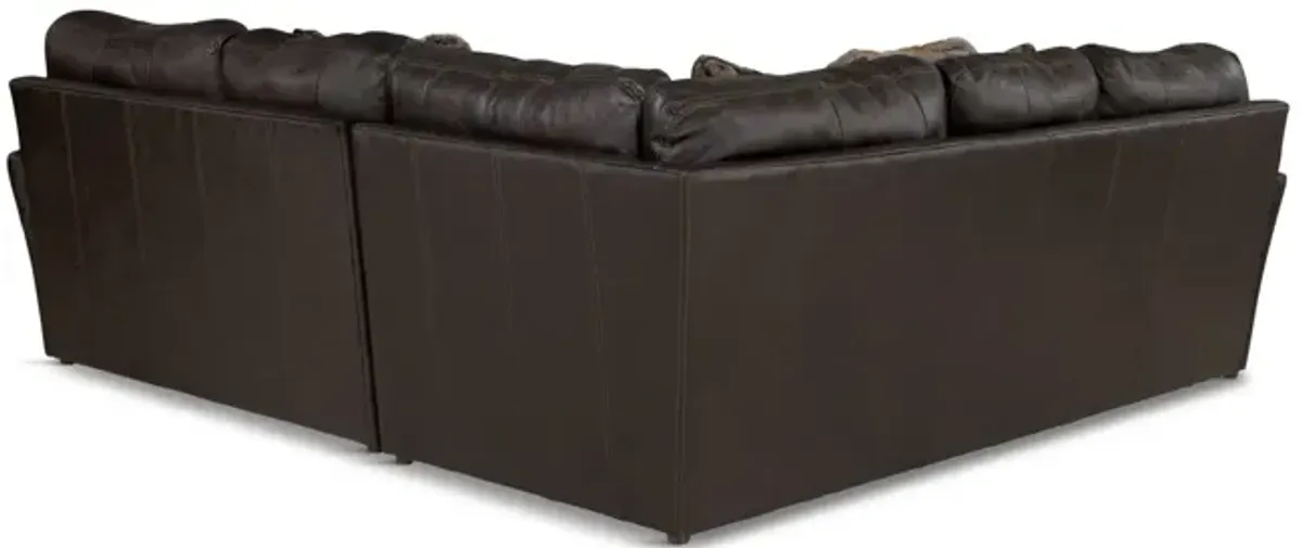 Regula 2 Piece Leather Sectional - Chocolate Right Loveseat