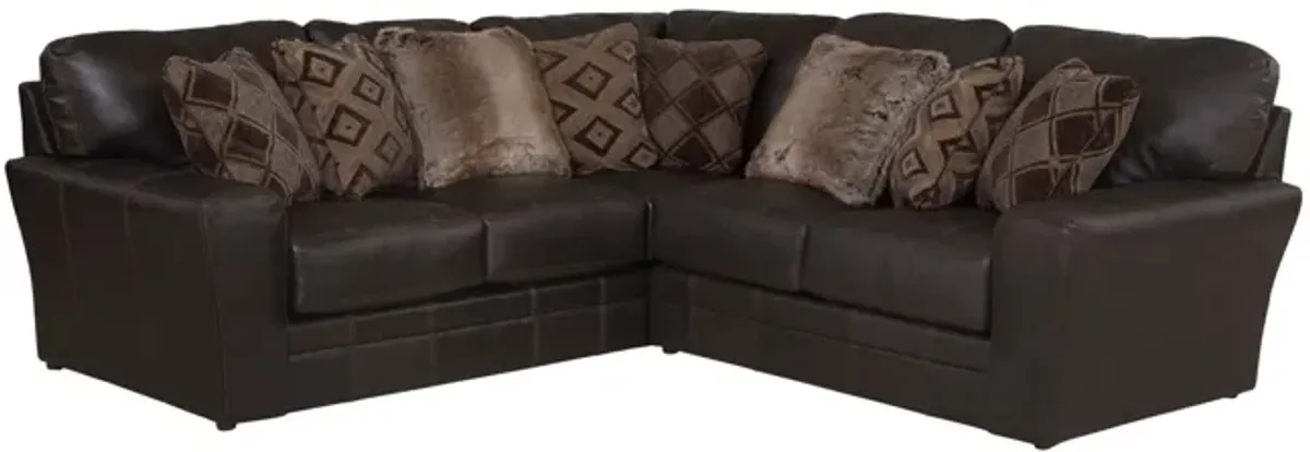 Regula 2 Piece Leather Sectional - Chocolate Right Loveseat