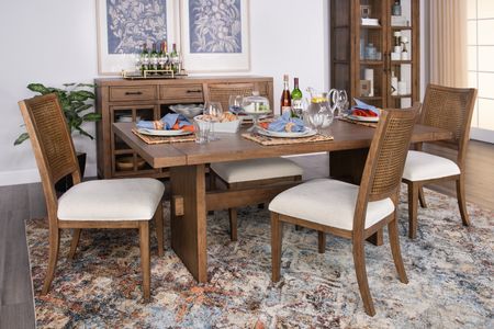 Bozeman Trestle Table With 4 Caneback Side Chairs