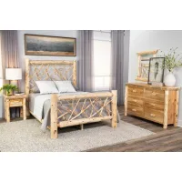 Cedar Log Queen Twig Bedroom Suite with 1 Drawer Nightstand