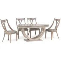 Simonne Oval Dining Table with 4 dining chairs