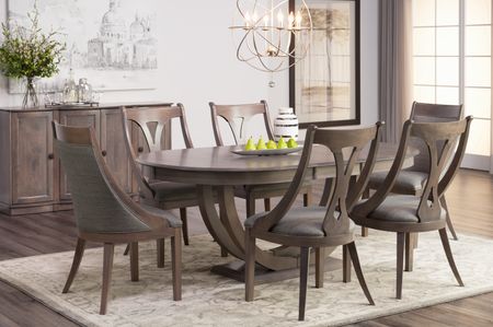 Simonne Oval Dining Table with 4 dining chairs and 2 host chairs
