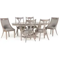 Simonne Oval Dining Table with 4 dining chairs and 2 host chairs