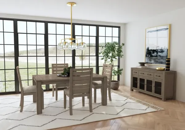 Emerson Solid Mahogany Dark Taupe Leg Table With 4 Chairs