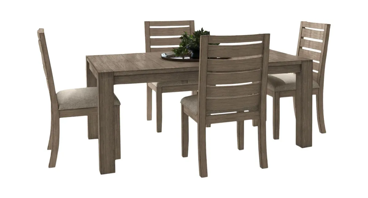 Emerson Solid Mahogany Dark Taupe Leg Table With 4 Chairs
