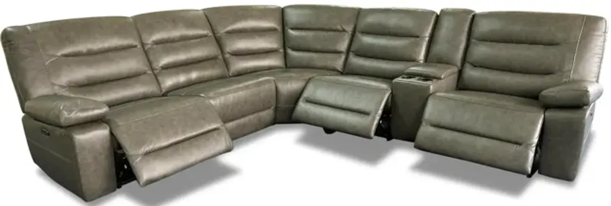 Donna 6 Piece Leather Power Reclining Modular Sectional