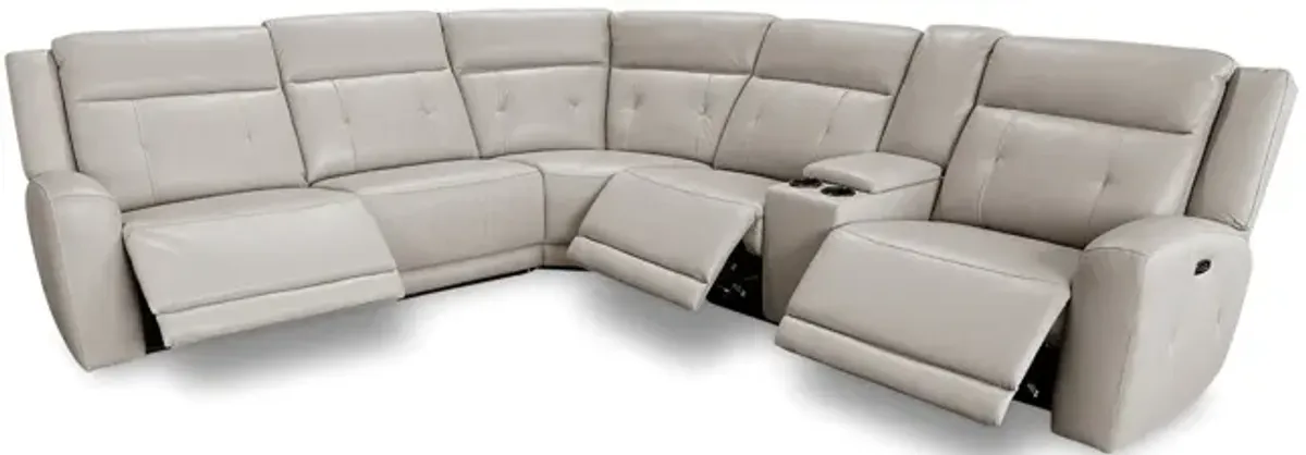 Nina 6 Piece Leather Power Reclining Modular Sectional