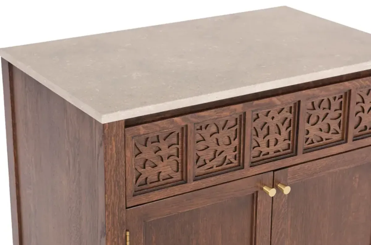 Surrey Hills Two Door Nightstand With Stone Top