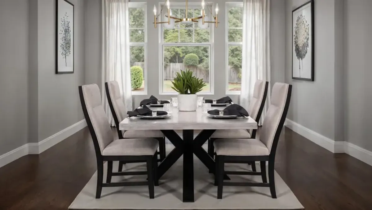 Benton Dining Table With 4 Upholstered Dining Chairs