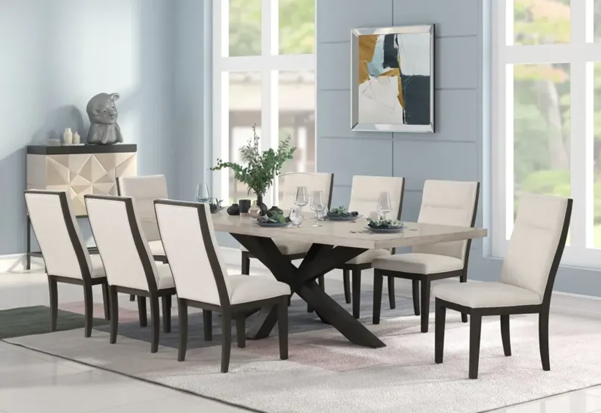 Benton Dining Table With 4 Upholstered Dining Chairs