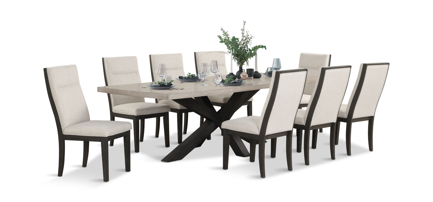 Benton Dining Table With 4 Upholstered Dining Chairs