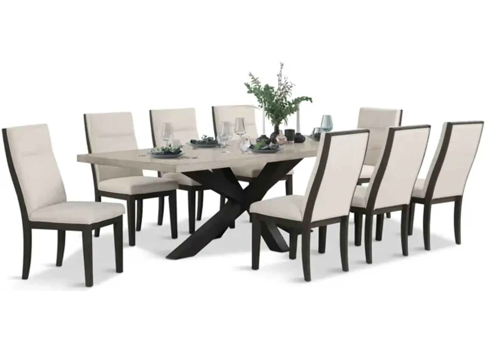 Benton Dining Table With 4 Upholstered Dining Chairs