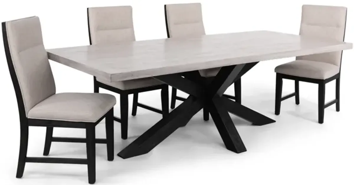 Benton Dining Table With 4 Upholstered Dining Chairs