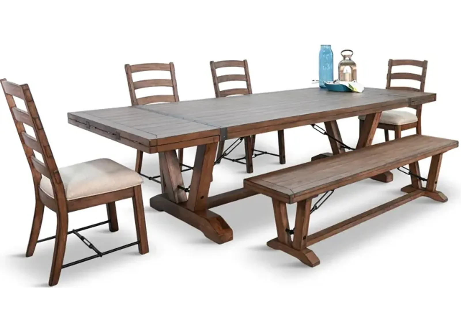 Yellowstone Dining Table With 4 Ladderback Chairs