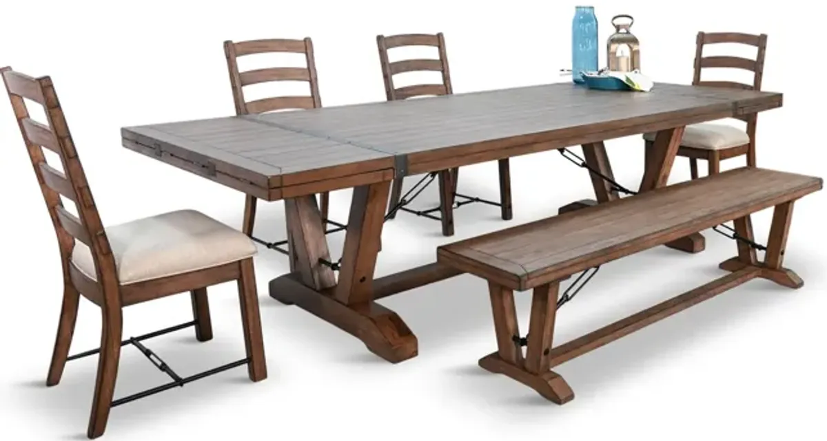 Yellowstone Dining Table With 4 Ladderback Chairs