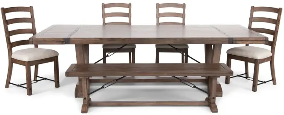 Yellowstone Dining Table With 4 Ladderback Chairs and Bench