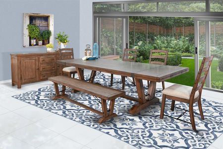 Yellowstone Dining Table With 4 Ladderback Chairs and Bench