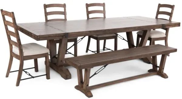 Yellowstone Dining Table With 4 Ladderback Chairs and Bench