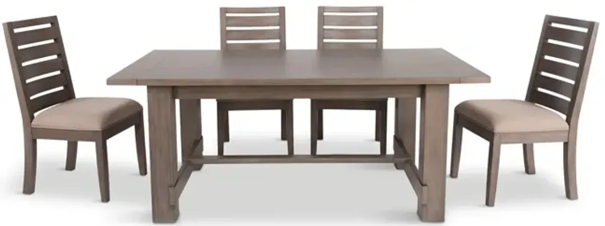 Emerson Dark Taupe Trestle Table With 4 Chairs