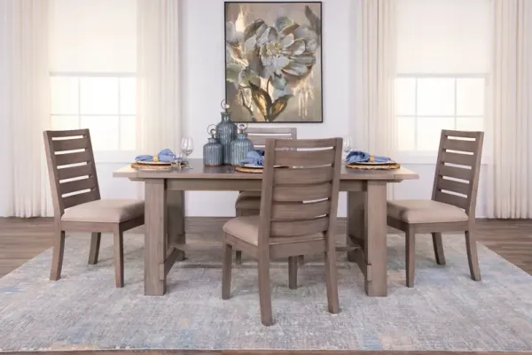 Emerson Dark Taupe Trestle Table With 4 Chairs