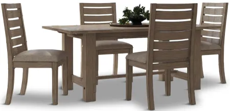 Emerson Dark Taupe Trestle table with 4 chairs