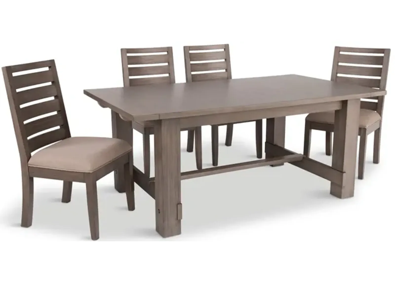 Emerson Dark Taupe Trestle Table With 4 Chairs