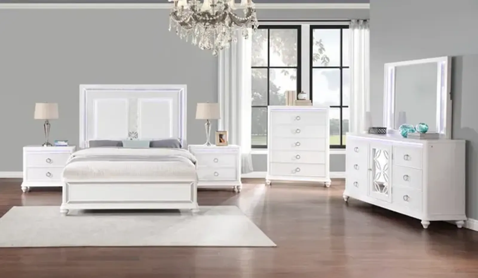 Shimmer Queen Upholstered Bedroom Suite