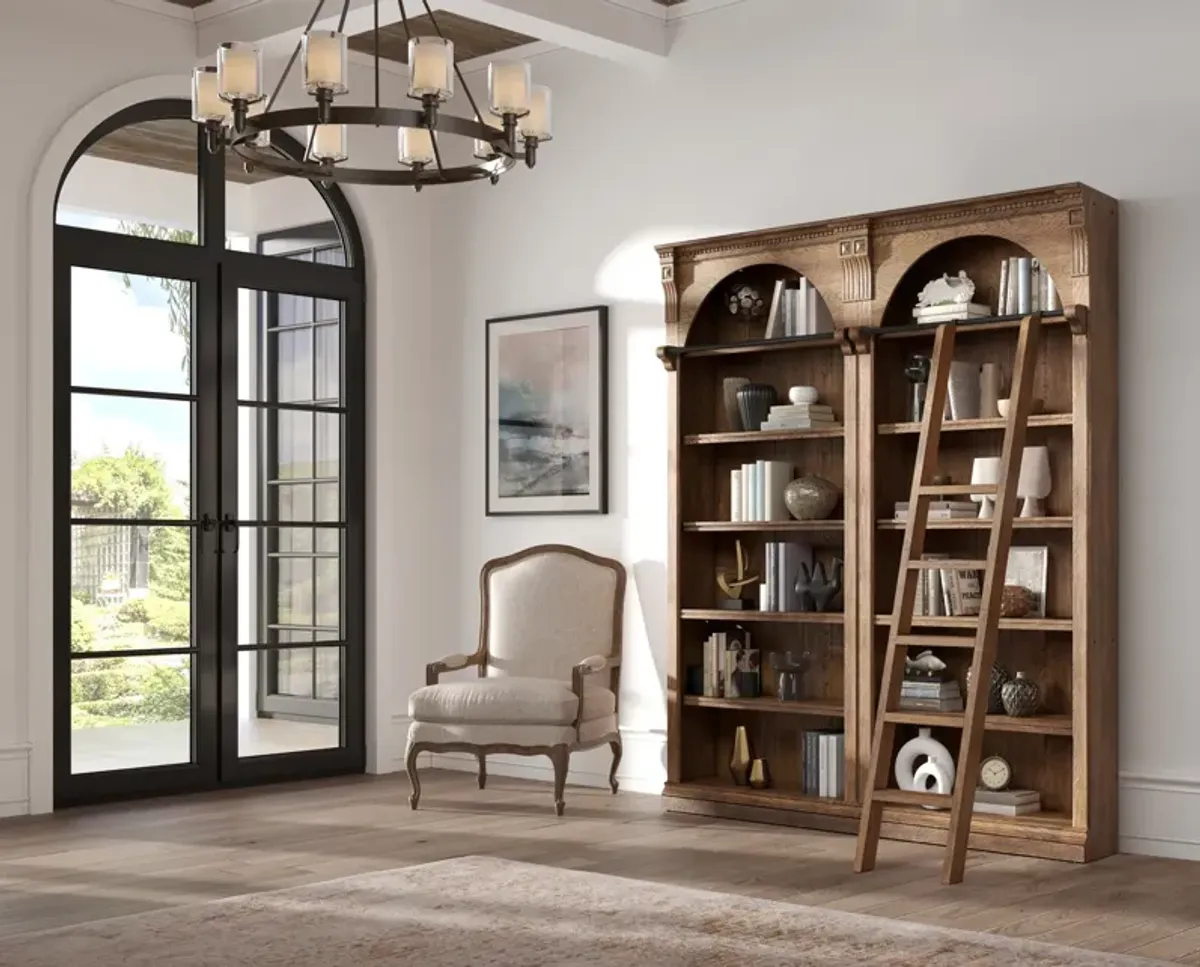 2-Stanford 94  Tall Bookcases with Wooden Ladder