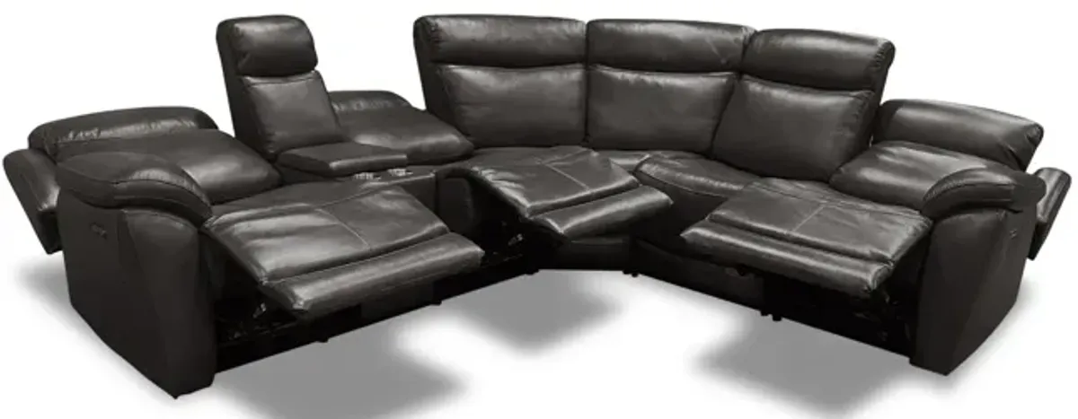 Emery 6 Piece Leather Power Reclining Sectional